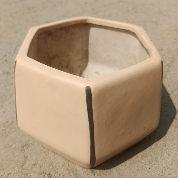 5 Inch Hexagon Ceramic Pot (Colour May Vary)