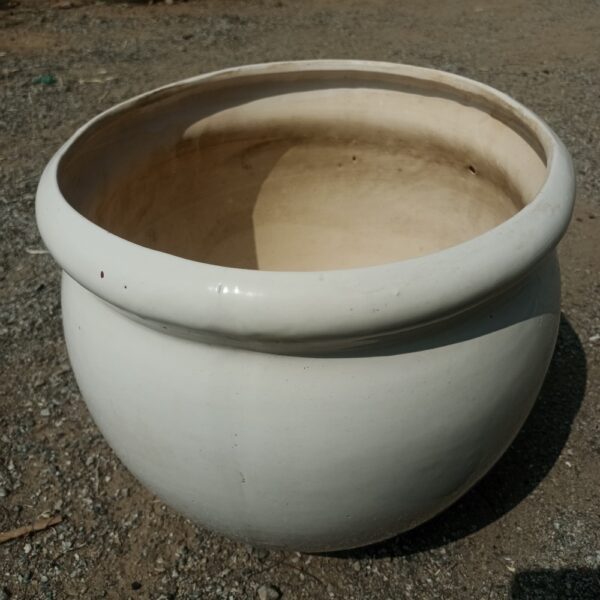 12 Inch White Round Ceramic Pot